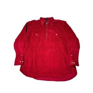 VTG Britches Great Outdoors Corduroy 1/2 Zip Pocket‎ Flannel Shirt Men's XL